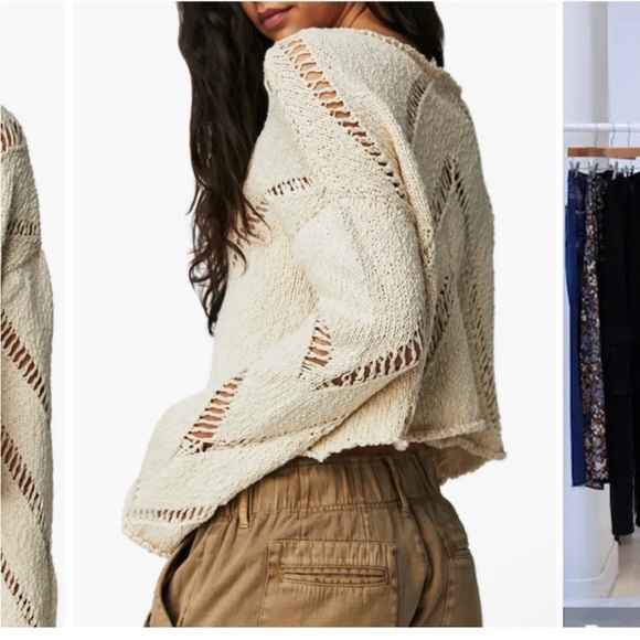 Free people hayley cropped pullover knit sweater - Picture 2 of 8